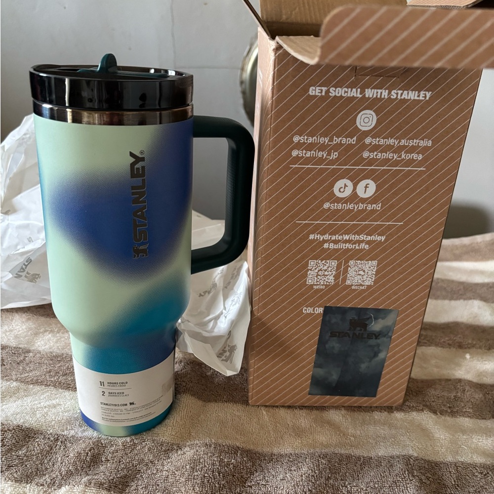 Stanley Blue and Green Travel Mug
